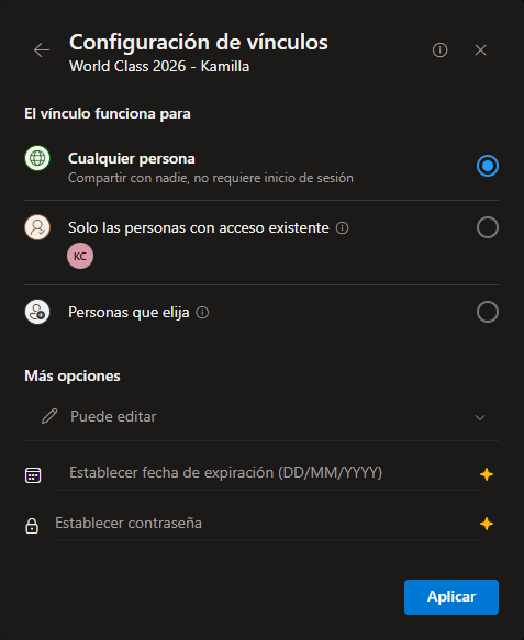 Configurar acceso público en OneDrive