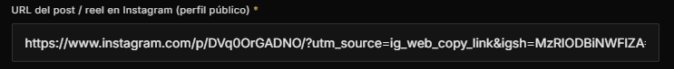 Pegar enlace de Instagram en el formulario