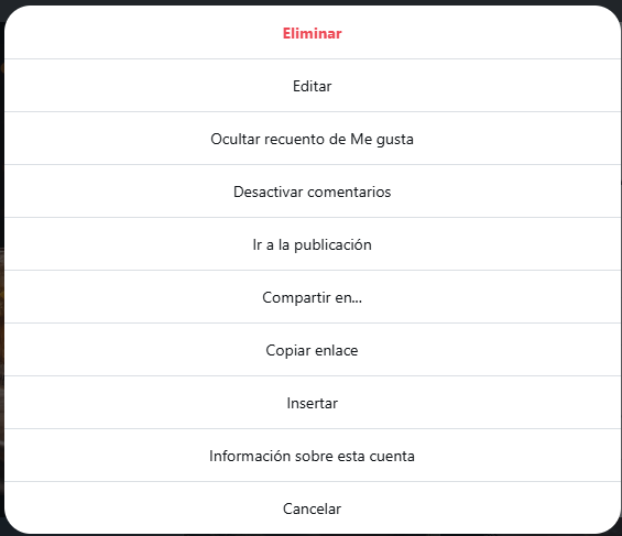 Copiar enlace del post en Instagram