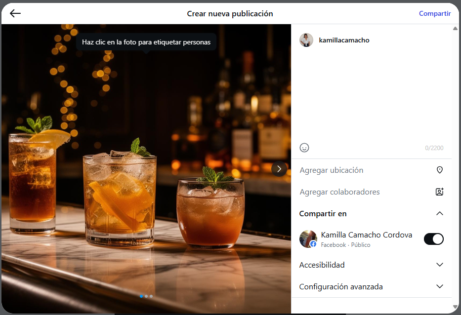 Agregar texto a la publicación en Instagram