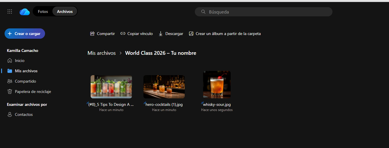 Archivos cargados en OneDrive