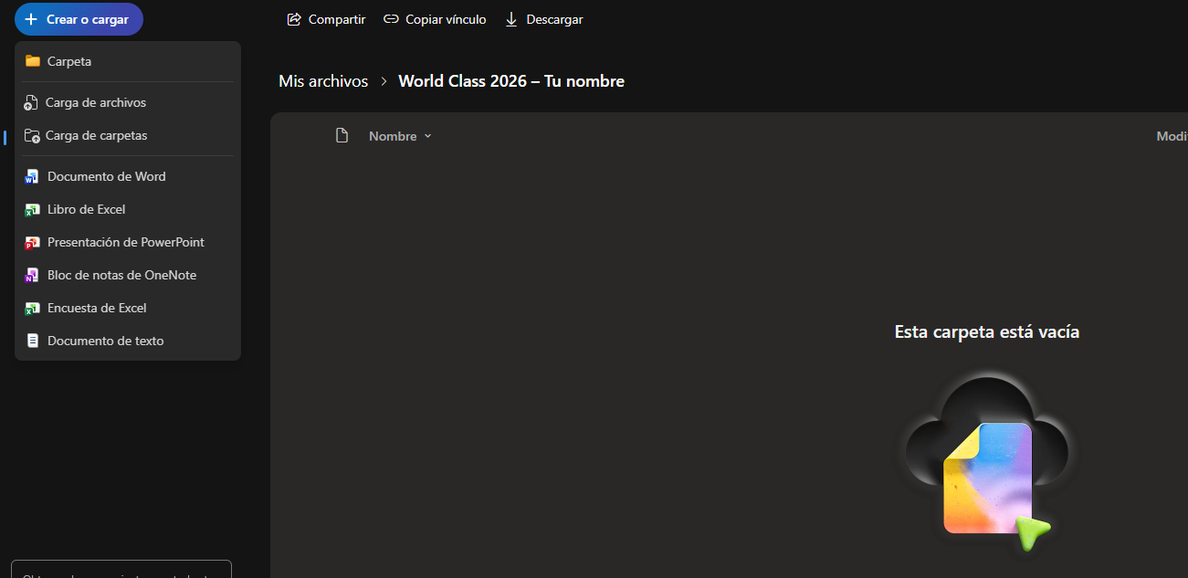 Cargar archivos en OneDrive